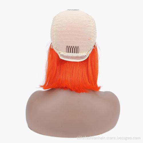 Wholesale virgin brazilian hair swiss T patr lace front wigs lace front Bob wig for Black Women Orange T part lace Bob wigs